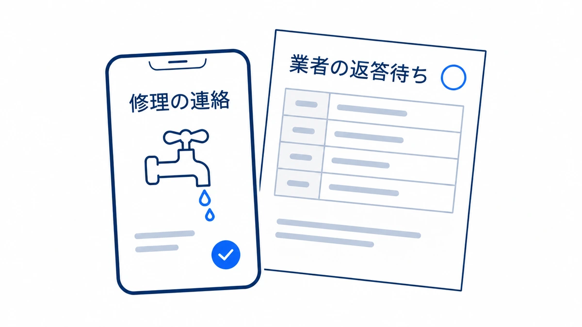 修理の連絡は送信済みで、業者の返答を待っている記録